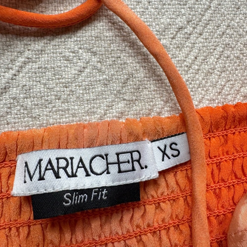 Maria Cher Alagon Toribia Tangerine Silk Ruched Maxi Dress XS - Picture 7 of 10